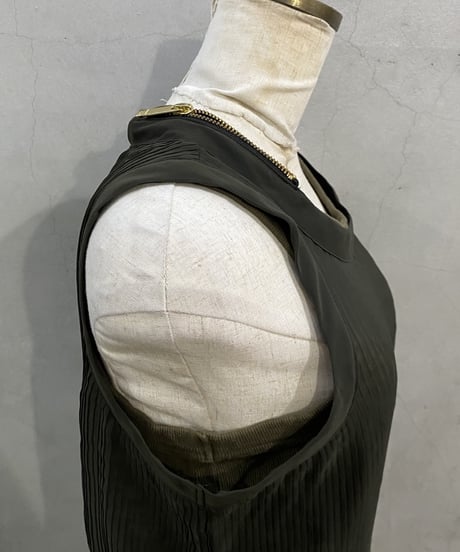 sacai Zip Design Chiffon Pleated Layered Tank KA