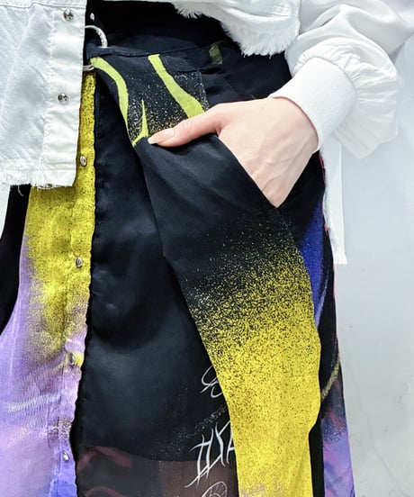 DIESEL Print Sheer Layered Skirt BKPURYE