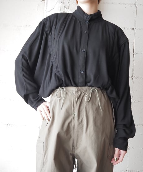 Stand Collar Dolman Sleeve Blouse BK