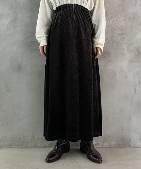 Leopard Pattern Velour Flare Skirt BRBK