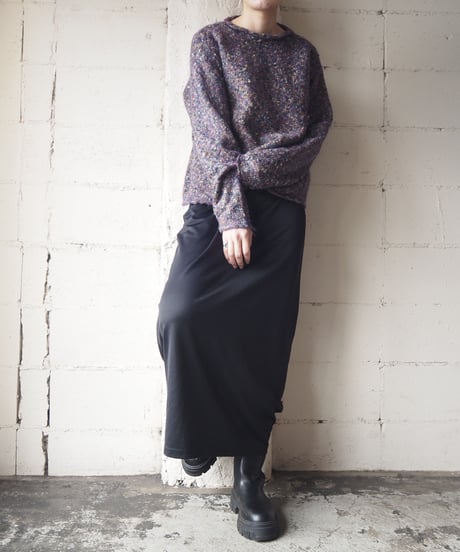 Mix Nep Yarn Rolled Neck Knit PUR