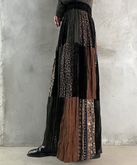 Patchwork Design Tired Easy Skirt BKBR