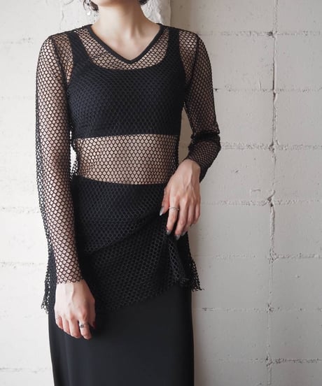 Long Sleeve Mesh Cutsewn BK