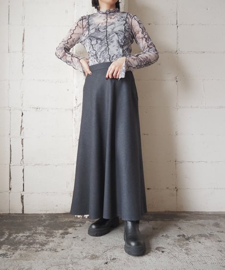 Wool Flared Long Skirt DGR