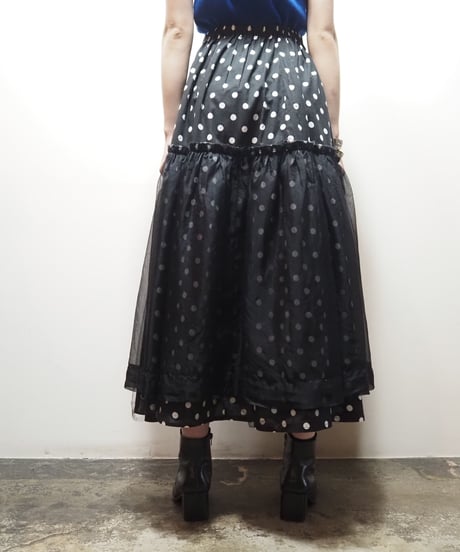 Tulle Layered Dot Skirt BK