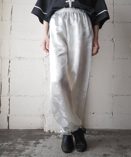 Dragon Pattern Wide Satin Pants WH