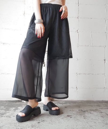 Mesh × Sheer Remake Pants BK