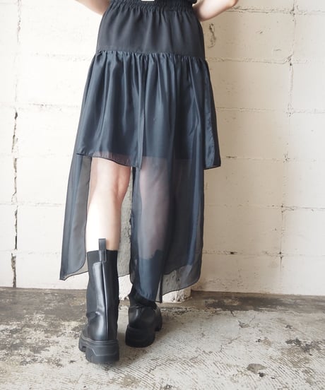 Sheer × Short Tight Layered Skirt BK