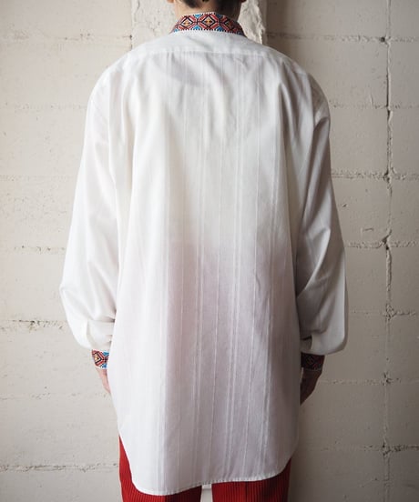 1960's Embroidery Shadow Stripe shirt IVRE