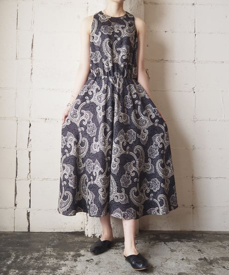 Paisley Pattern Sleeveless Dress BKGR