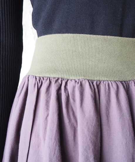 Bicolor Rib Waist Design Skirt PURKA