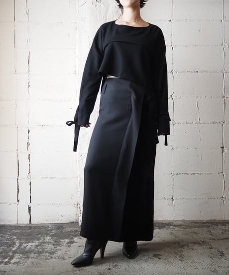 YOHJIYAMAMOTO+NOIR Veltet Doking Skirt BK