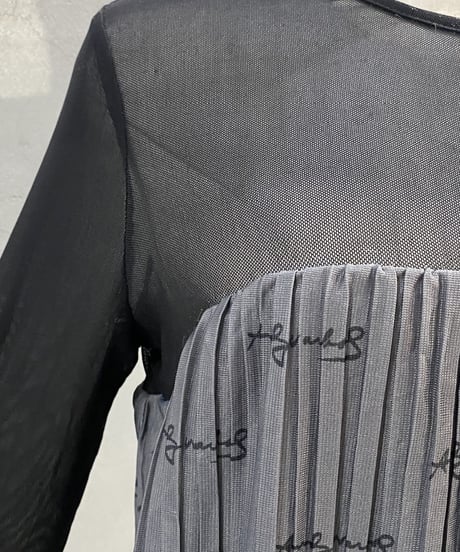 Andy Warhol Autograph Pattern Sheer × Pleats Tops BKGR