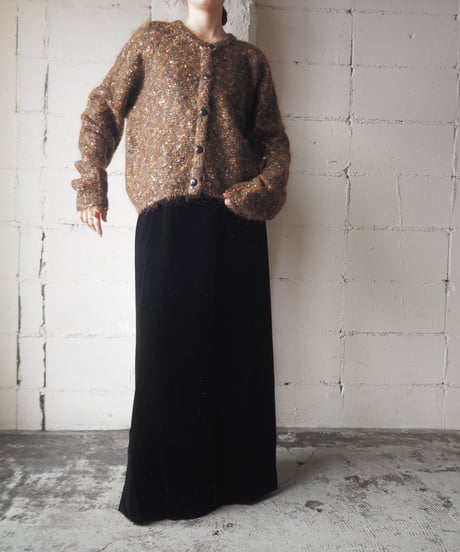 Mix Color Nep Yarn Crew Neck Cardigan BR