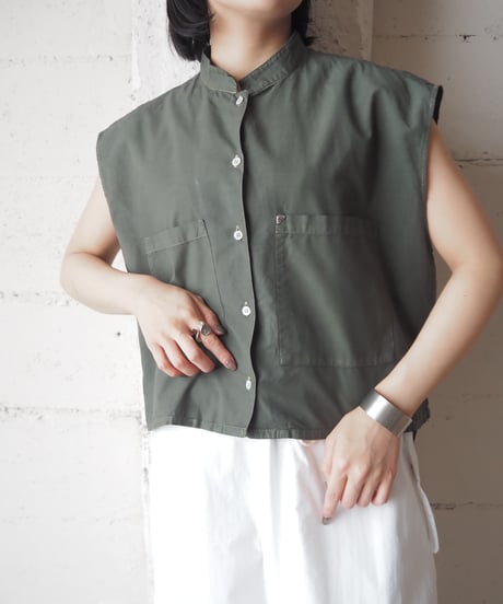 1980's Stand Collar French Sleeve Shirt KA