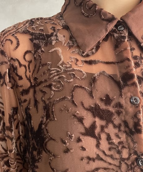 Botanical Pattern Opal Velour Blouse BR