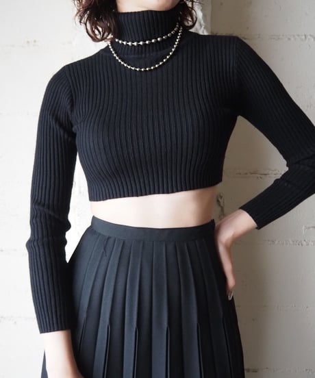 Turtle Neck Short Rib Knit BK