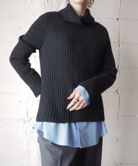 LAUREN Rib Collar Knit BK