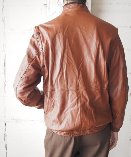 Shoulder Snap Button Leather Jacket BR
