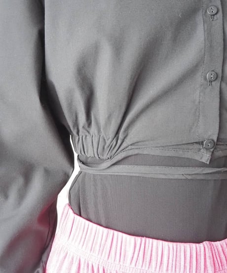 String Hem Short Shirt BK