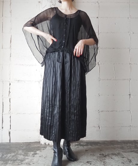 Wide Silhouette Sheer Blouse BK