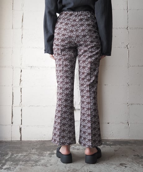 1970's Flower Pattern Flared Easy Pants BRWH