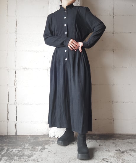 Stand Collar Shirt Dress BK