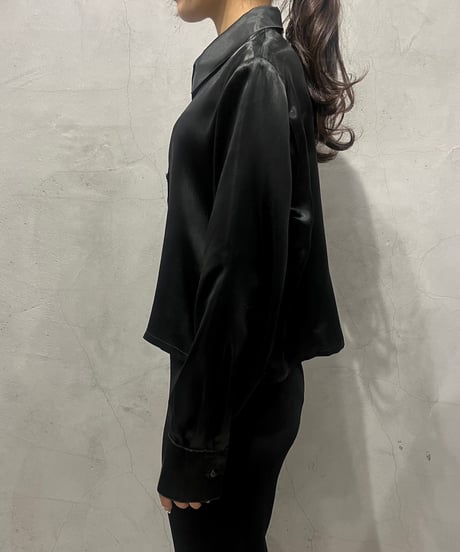 Cropped Satin Shirt BK
