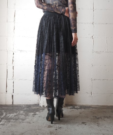Bicolor Lace Easy Skirt BK NV