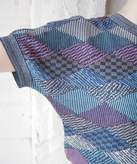 MISSONI Geometric Pattern Short Sleeve Knit PURBL