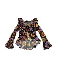 Desigual  Floral Pattern Sheer Frill Tops BKPIOR