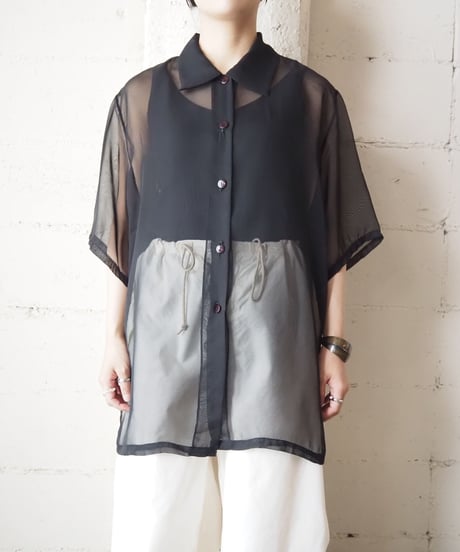 Short Sleeve See Through Blouse BK