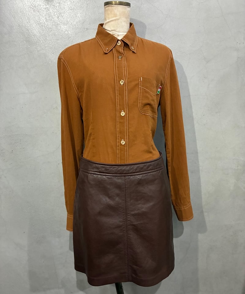 美品 モスキーノジーンズ ボーン柄プリントシャツ イエロー サイズL*GD840 MOSCHINO JEANS L/S Shirt BR | Orfeo