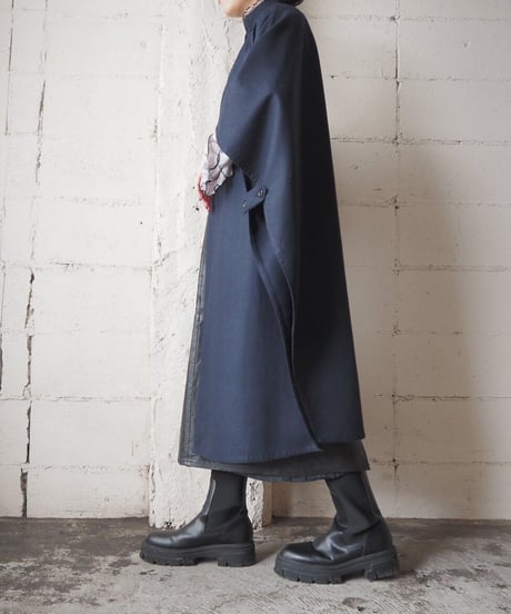 Front Top Button Wool Cape Coat NV