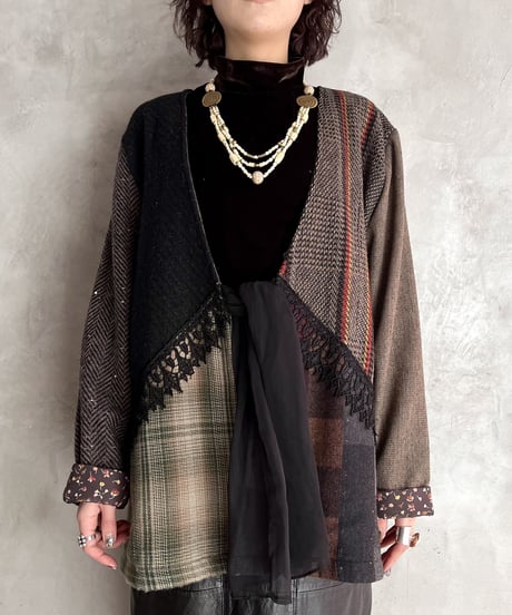 Patchwork Pattern Lace Jacket BRBK