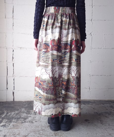 Horse Riding Pattern Belted Skirt IVKA