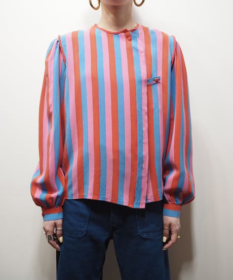 1970's Stripe Design Blouse PIREBL