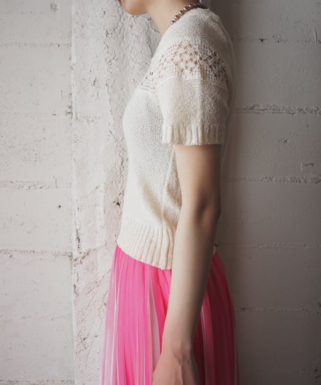 Short Sleeve Pointelle Knit Tops IV