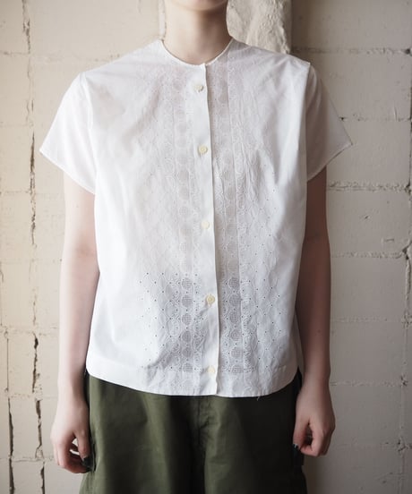 1970's Collarless Cutwork Shirt WH
