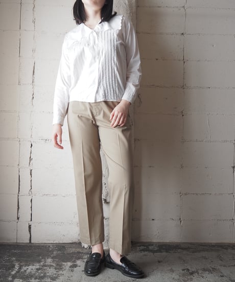 1960-70's Euro Big Collar Pintuck Blouse WH