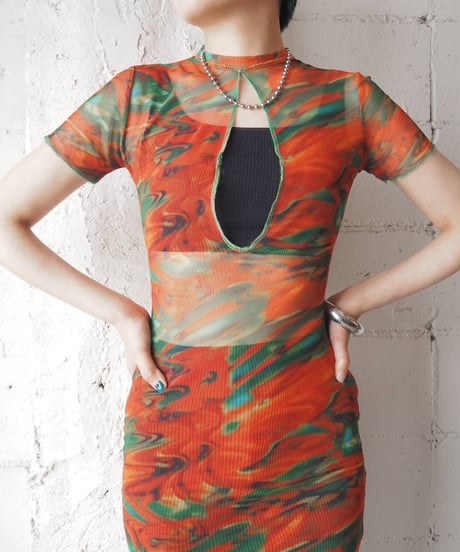 Sheer Marble Pattern Dress ORGN
