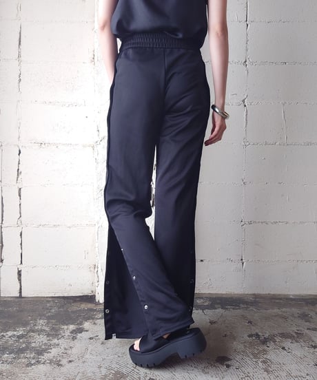 Side Snap Button Track Pants BK