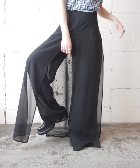 Sheer Layered Wide Pants BK