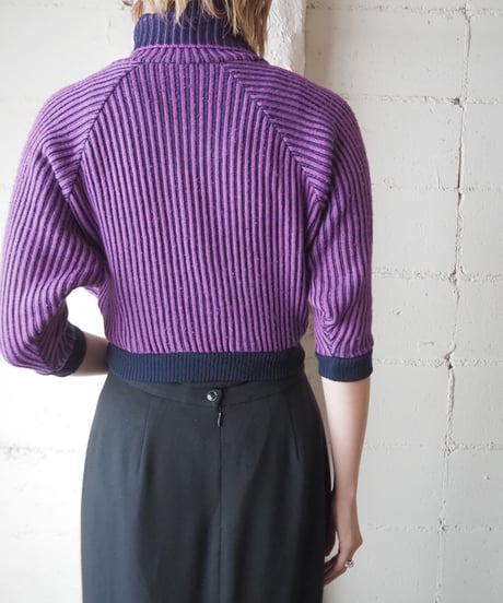 Bicolor Rib Short Knit PURBK