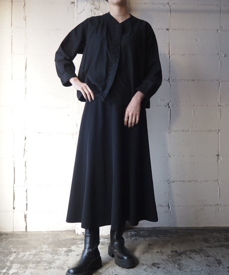1920～30's EURO Dot Embroidery Collarless Blouse BK