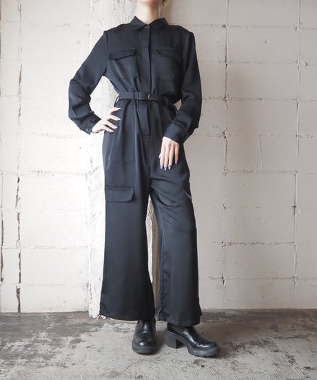 Pocket Design Shirt Jumpsuits BK