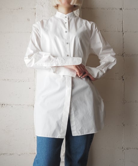 ANN TAYLOR Band Collar Shirt WH