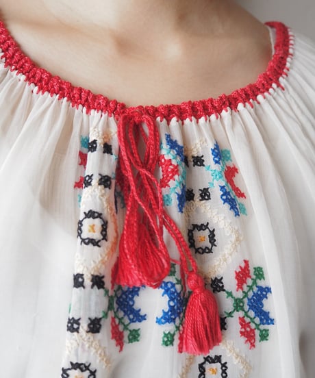 Hungarian Hand Embroidered Sheer Blouse WHRE