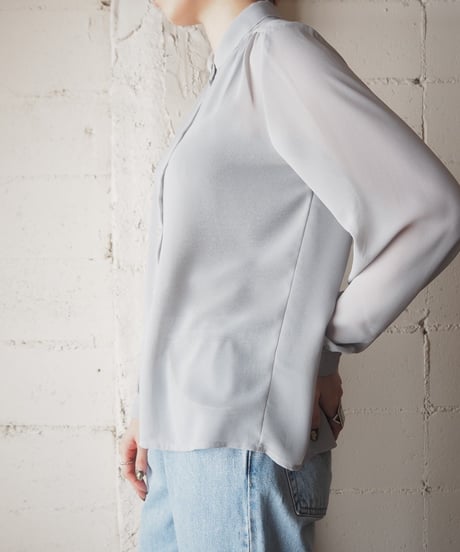 Round Collar Sheer Blouse LGR