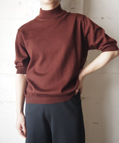 Short Sleeve Mock Neck Knit BR